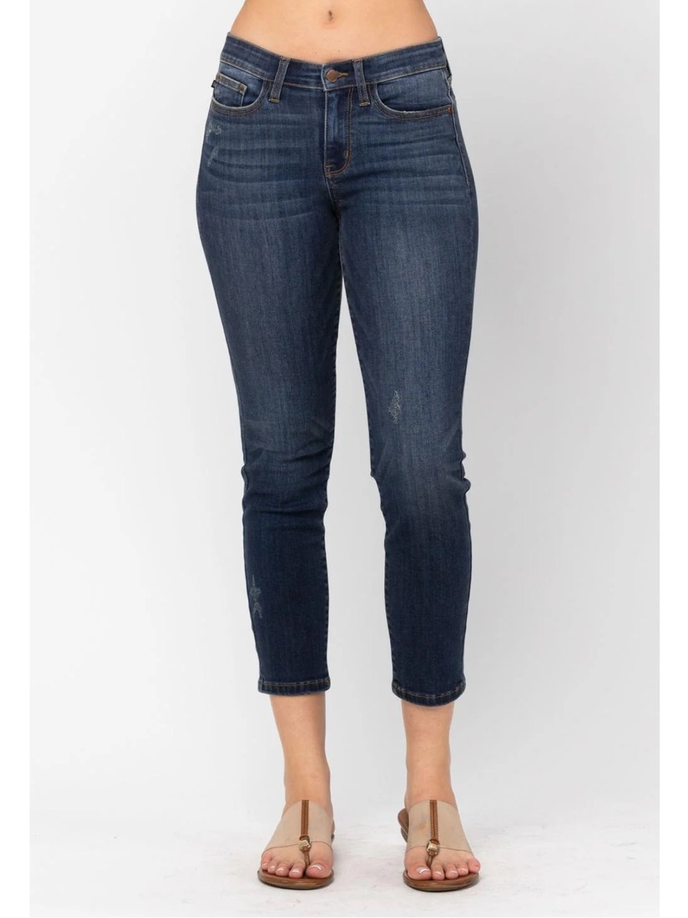 Judy Blue Mid Rise Cropped Relaxed Denim Jeans 82251
